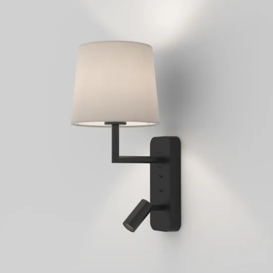 Astro Lighting Side by Side fekete LED fali lámpa olvasólámpával (AST-1406002) E27+LED 2 izzós IP20