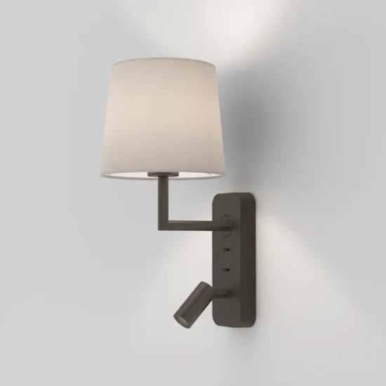 Astro Lighting Side by Side barna LED fali lámpa olvasólámpával (AST-1406004) E27+LED 2 izzós IP20