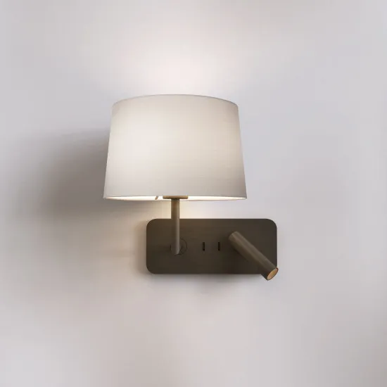 Astro Lighting Side by Side Grande USB barna LED fali lámpa olvasólámpával (AST-1406012) E27+LED 2 izzós IP20