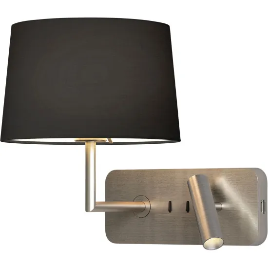 Astro Lighting Side by Side Grande USB nikkel LED fali lámpa olvasólámpával (AST-1406014) E27+LED 2 izzós IP20