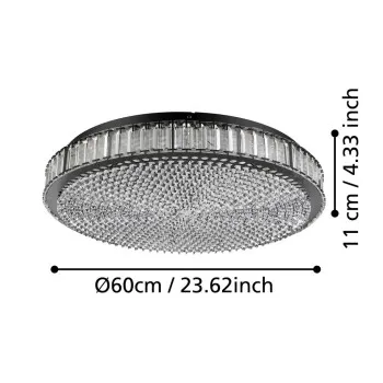 Eglo Balparda fekete-átlátszó LED mennyezeti lámpa (EG-390249) LED 8 izzós IP20