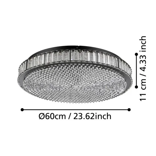 Eglo Balparda fekete-átlátszó LED mennyezeti lámpa (EG-390249) LED 8 izzós IP20