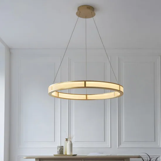 Endon Classic Ribbed Hoop arany-átlátszó függesztett lámpa (END-111334) LED 1 izzós IP20
