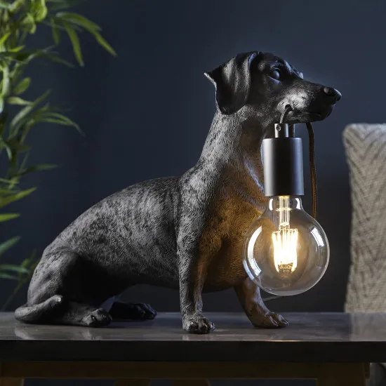 Endon Dachshund fekete-átlátszó gyermek asztali lámpa (END-101188) E27 1 izzós IP20
