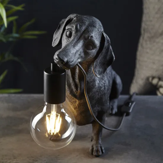 Endon Dachshund fekete-átlátszó gyermek asztali lámpa (END-101188) E27 1 izzós IP20