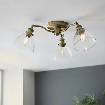 Endon Hansen sárgaréz-átlátszó mennyezeti lámpa (END-97247) E14 3 izzós IP20