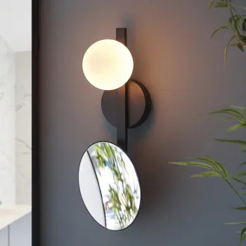 Endon Spa mirror fekete-fehér vízvédett tükrös fürdőszobai falikar (END-96729) G9 1 izzós IP44