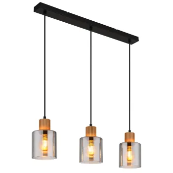 Globo Aleidis fekete-füstszínű  függesztett lámpa (GLO-15768-3) E27 3 izzós IP20