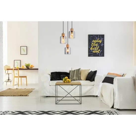 Globo Aleidis fekete-füstszínű  függesztett lámpa (GLO-15768-3H) E27 3 izzós IP20