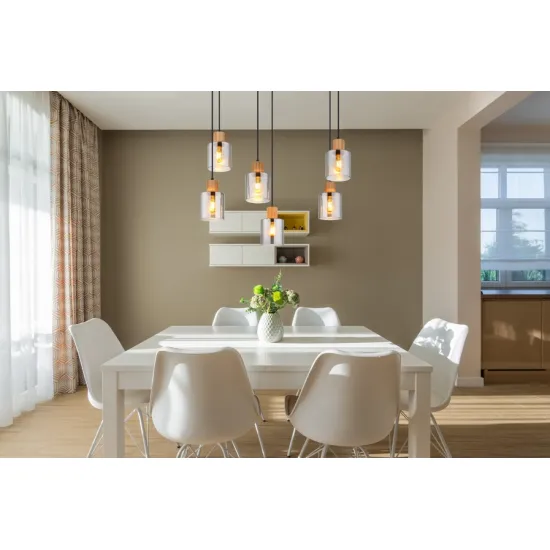 Globo Aleidis fekete-füstszínű  függesztett lámpa (GLO-15768-6) E27 6 izzós IP20