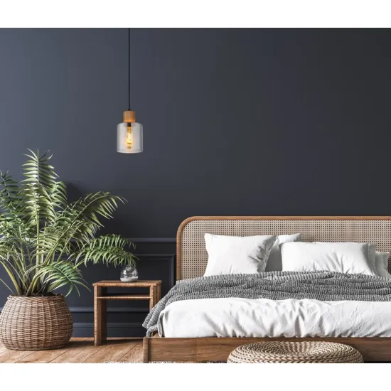 Globo Aleidis fekete-füstszínű  függesztett lámpa (GLO-15768) E27 1 izzós IP20