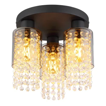 Globo Backey fekete-füstszürke kristály mennyezeti lámpa (GLO-15799-3D) E27 3 izzós IP20