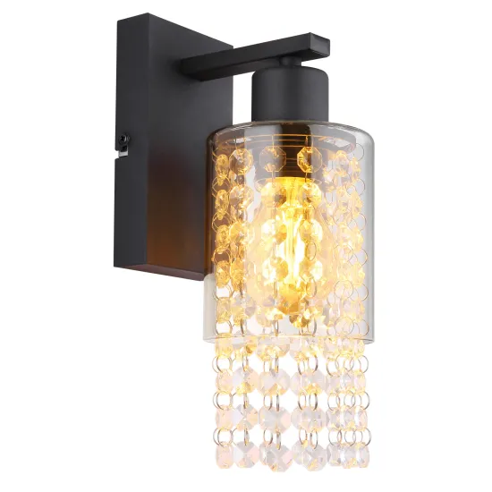 Globo Backey fekete-füstszürke kristály fali lámpa (GLO-15799W) E27 1 izzós IP20