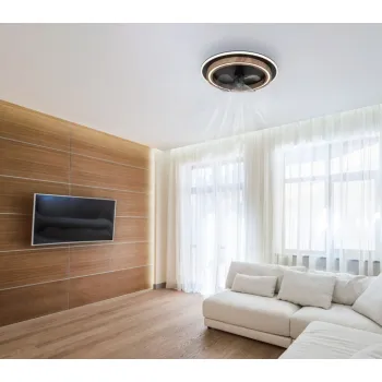 Globo Bozan fekete-barna távirányítós LED mennyezeti ventilátor (GLO-03655) LED 1 izzós IP20