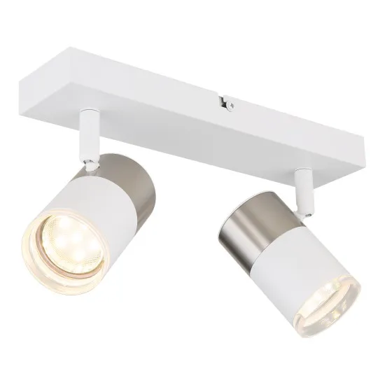 Globo Brisbon fehér-nikkel mennyezeti spotlámpa (GLO-57851-2) GU10 2 izzós IP20