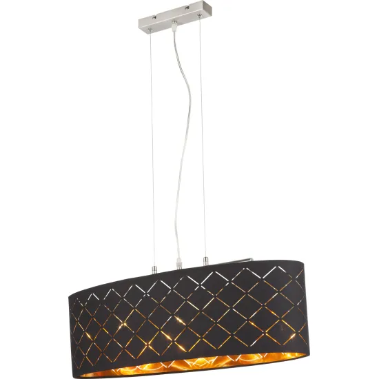 Globo Clarke nikkel-fekete függesztett lámpa (GLO-15229H2) E27 3 izzós IP20