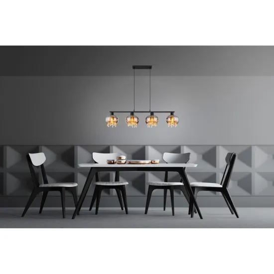 Globo Corry fekete-füstszürke függesztett lámpa (GLO-15839-4H) E27 4 izzós IP20