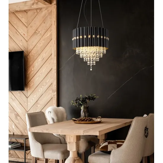 Globo Eleos fekete-átlátszó kristály csillár (GLO-63149-3) E27 1 izzós IP20