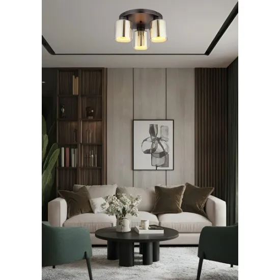 Globo Felicia szürke-króm mennyezeti lámpa (GLO-16056-3D) E27 3 izzós IP20