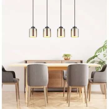 Globo Felicia szürke-króm függesztett lámpa (GLO-16056-4H) E27 4 izzós IP20