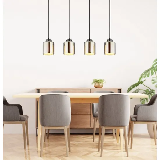 Globo Felicia szürke-króm függesztett lámpa (GLO-16056-4H) E27 4 izzós IP20