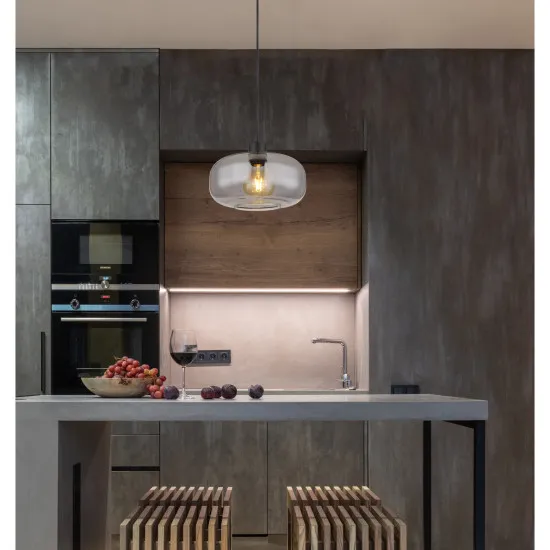 Globo Giuseppe fekete-füstszürke függesztett lámpa (GLO-15566H) E27 1 izzós IP20