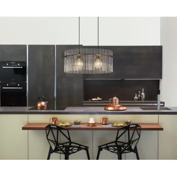 Globo Gorley fekete-füstszínű  függesztett lámpa (GLO-15698H3) E27 2 izzós IP20