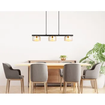 Globo Higgins fekete-borostyán  függesztett lámpa (GLO-16055-3HG) GX53 3 izzós IP20