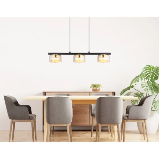 Globo Higgins fekete-borostyán  függesztett lámpa (GLO-16055-3HG) GX53 3 izzós IP20