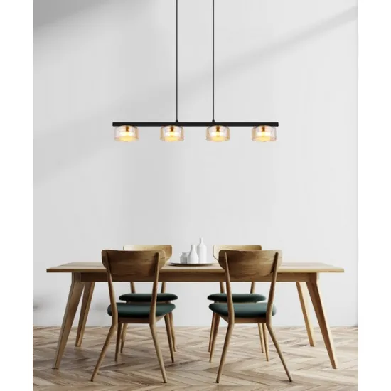 Globo Higgins fekete-borostyán  függesztett lámpa (GLO-16055-4HG) GX53 4 izzós IP20