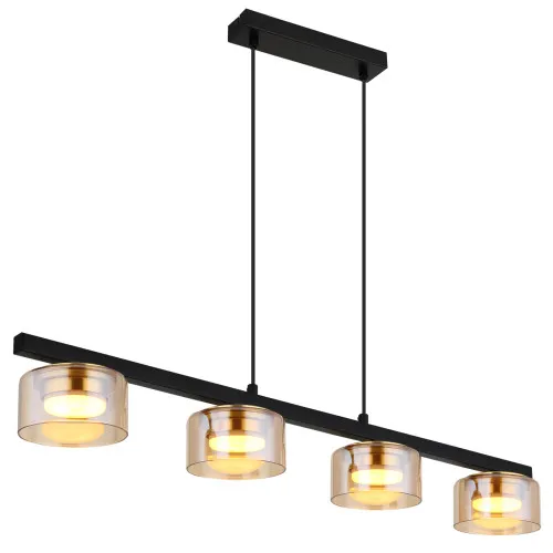 Globo Higgins fekete-borostyán  függesztett lámpa (GLO-16055-4HG) GX53 4 izzós IP20