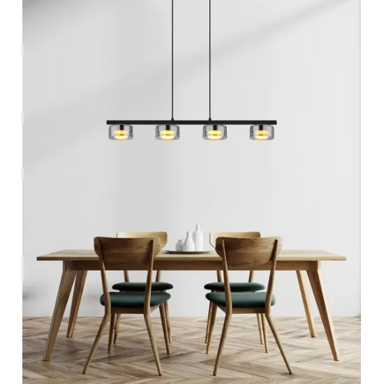 Globo Higgins fekete-füstszínű  függesztett lámpa (GLO-16055-4HS) GX53 4 izzós IP20