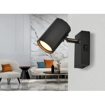 Globo James fekete fali spotlámpa (GLO-57918-1B) GU10 1 izzós IP20