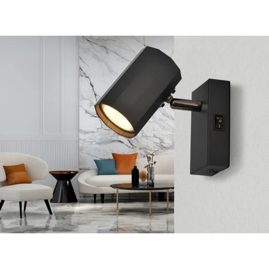 Globo James fekete fali spotlámpa (GLO-57918-1B) GU10 1 izzós IP20
