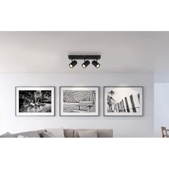 Globo James fekete fali spotlámpa (GLO-57918-3B) GU10 3 izzós IP20