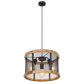 Globo Jeanie fekete-barna függesztett lámpa (GLO-15661H1) E27 3 izzós IP20