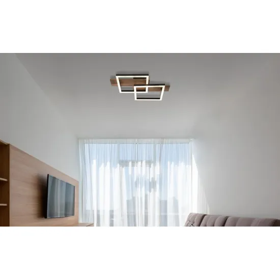 Globo Jeffry fekete-barna LED mennyezeti lámpa (GLO-67350-16) LED 1 izzós IP20