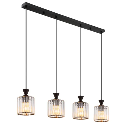 Globo Jordana fekete-átlátszó függesztett lámpa (GLO-15742-4) E27 4 izzós IP20