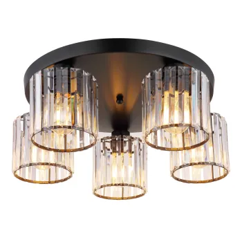 Globo Jordana fekete-átlátszó mennyezeti lámpa (GLO-15742-5D) E27 5 izzós IP20