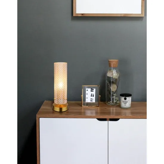 Globo Karolo arany-borostyán  asztali lámpa (GLO-15775T) E14 1 izzós IP20