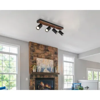 Globo Kayden fekete-barna mennyezeti spotlámpa (GLO-57909-4) GU10 4 izzós IP20