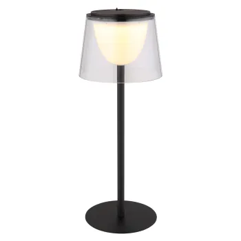 Globo Mariam fekete-átlátszó vízvédett LED asztali lámpa (GLO-58462K) LED 1 izzós IP44