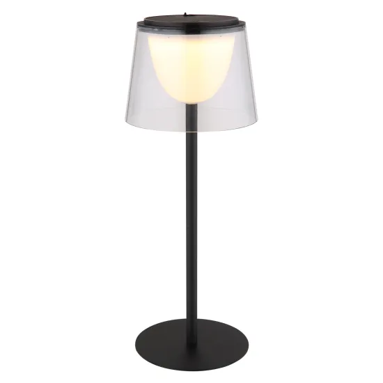 Globo Mariam fekete-átlátszó vízvédett LED asztali lámpa (GLO-58462K) LED 1 izzós IP44