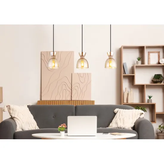 Globo Massey barna-borostyán  függesztett lámpa (GLO-15769A-3) E14 3 izzós IP20