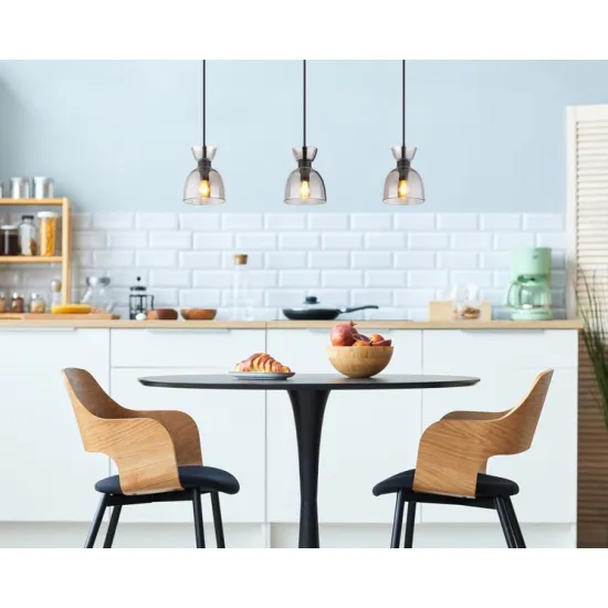 Globo Massey fekete-füstszínű  függesztett lámpa (GLO-15769S-3) E14 3 izzós IP20