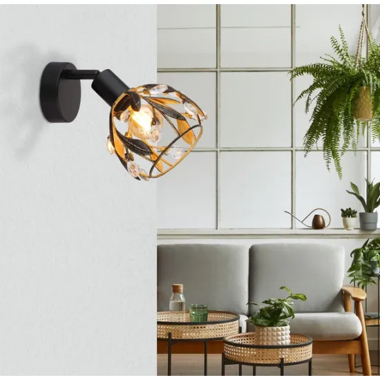 Globo Mika fekete-arany  fali spotlámpa (GLO-15759-1) E14 1 izzós IP20