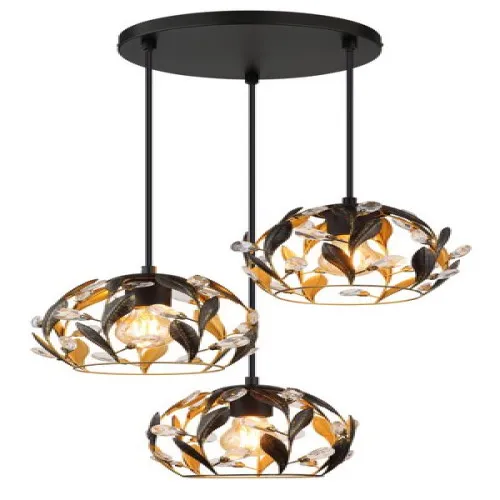 Globo Mika fekete-arany  függesztett lámpa (GLO-15759-3HR) E27 3 izzós IP20