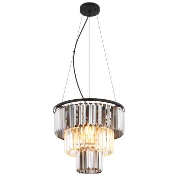 Globo Naxis fekete-füstszürke kristály függesztett lámpa (GLO-15695H) E27 3 izzós IP20