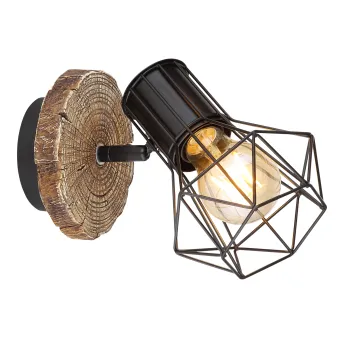 Globo Priska fekete-barna fali spotlámpa (GLO-54017W-1) E27 1 izzós IP20