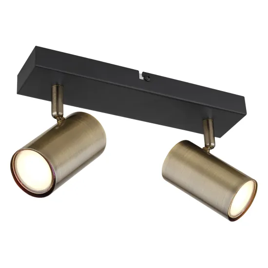 Globo Robby fekete-sárgaréz mennyezeti spotlámpa (GLO-57911-2M) GU10 2 izzós IP20